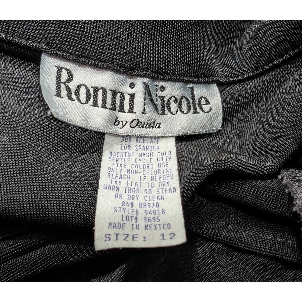 Ronni Nicole Tunic Top Women's Size 12 Black Travel Knit Slinky Button Front - Picture 5 of 5